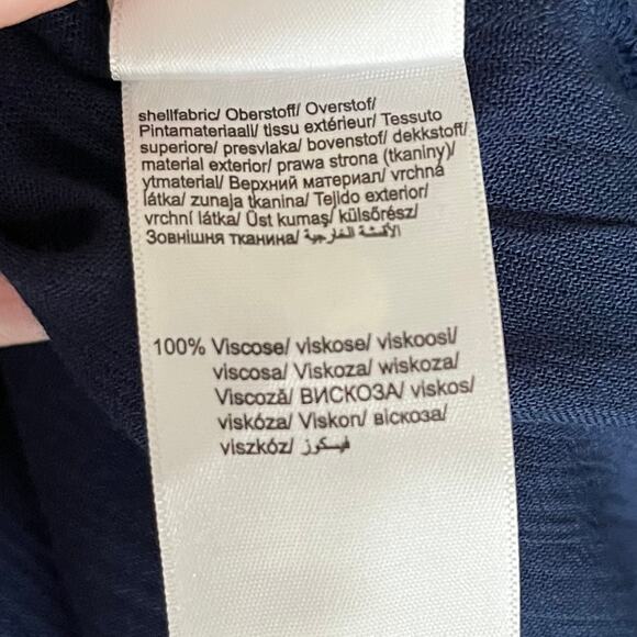 S. Oliver Dress 4 Navy Blue Off Shoulder Smocked Boho Beach Cover Up Bohemian - Picture 9 of 9